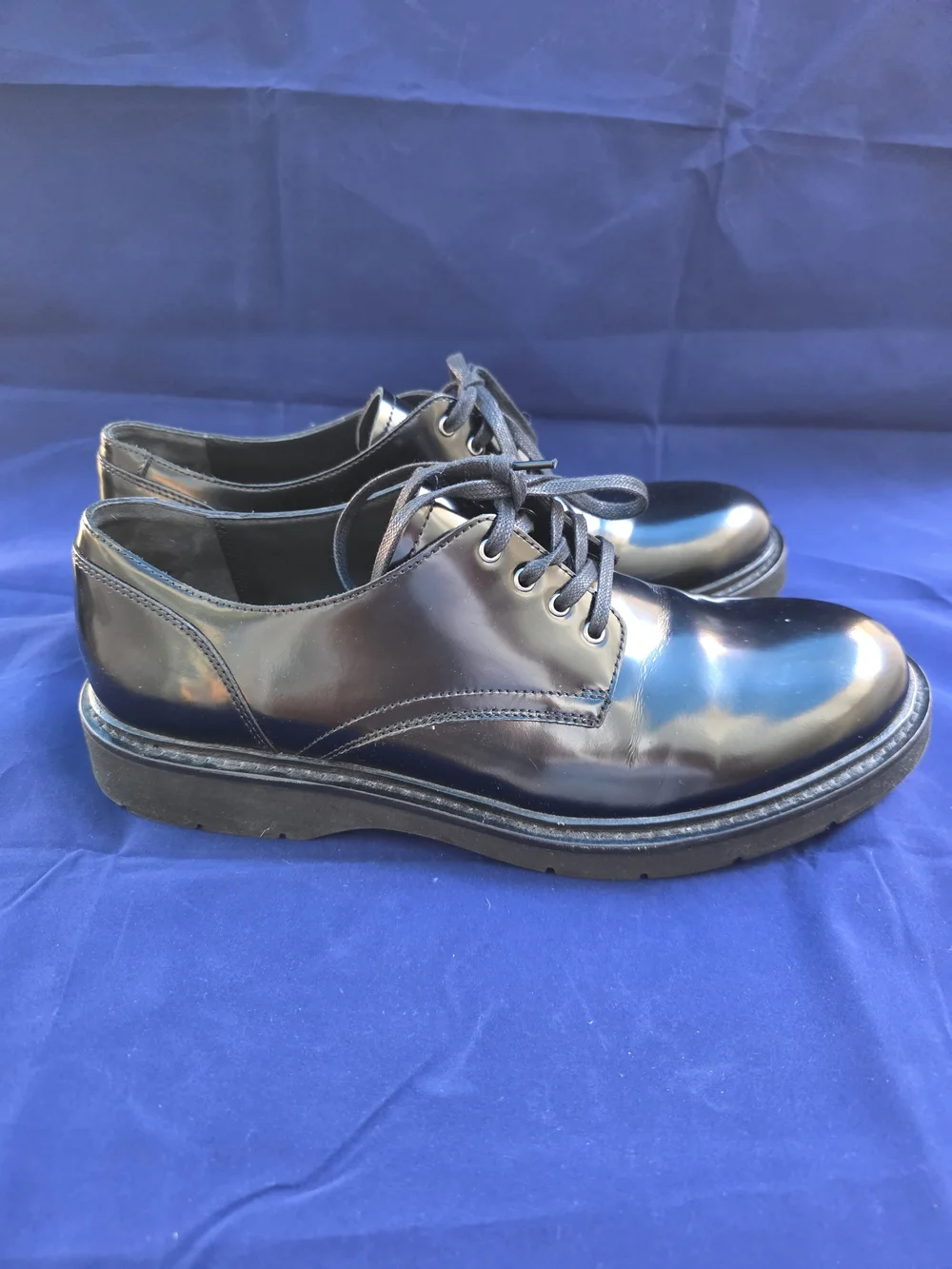 AllSaints Mercy Black Patent Leather Derby Shoes